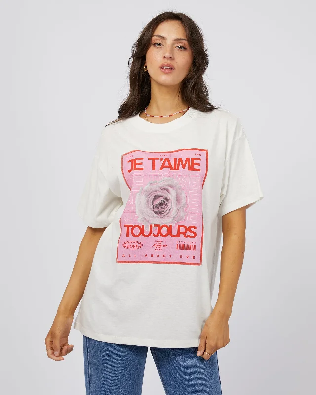 All About Eve Je T'aime Oversized Tee Vintage White