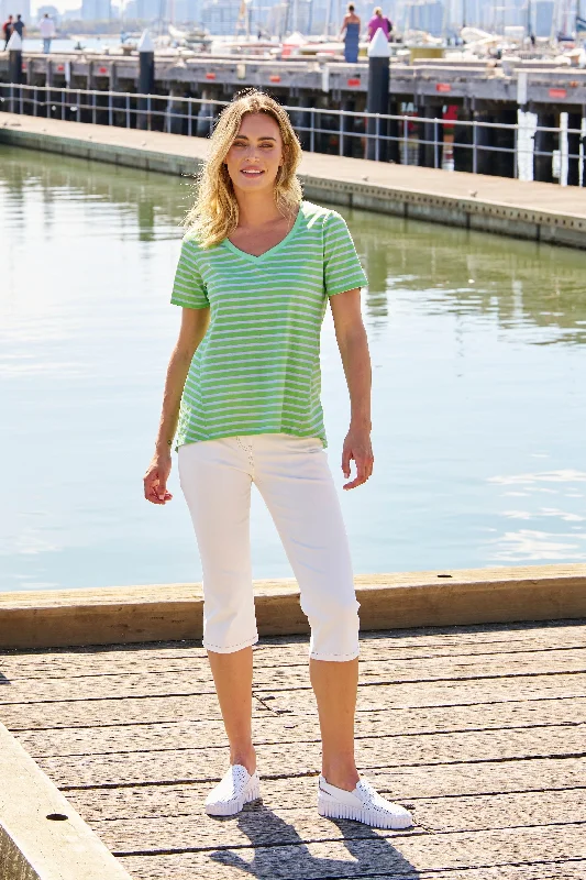 Betty Basics Luella Tee Green Stripe