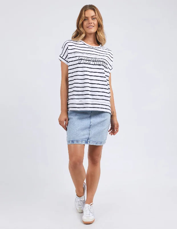 Foxwood Throw On Short Sleeve Stripe Tee Navy/White Stripe