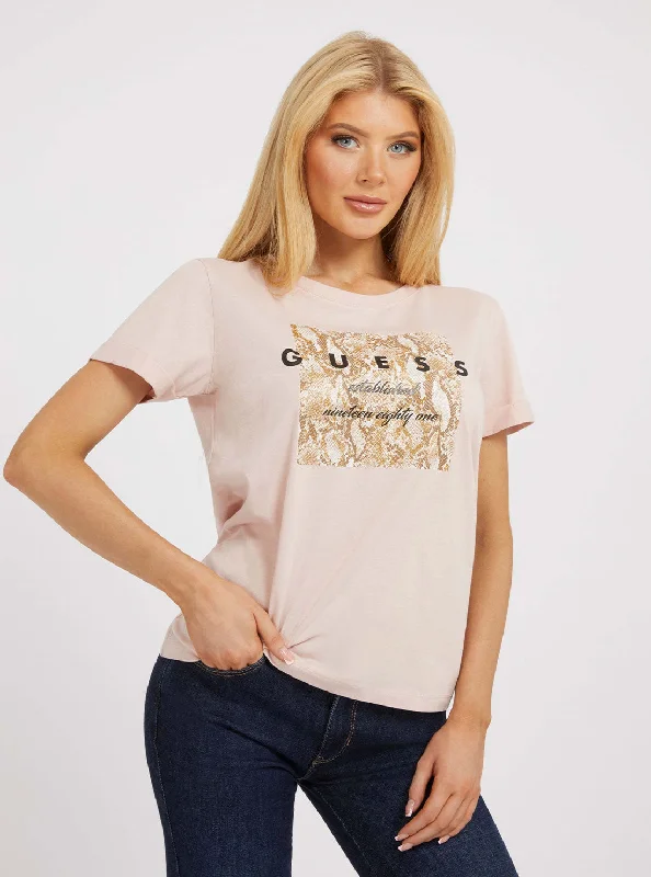 Light Pink Python Print T-Shirt