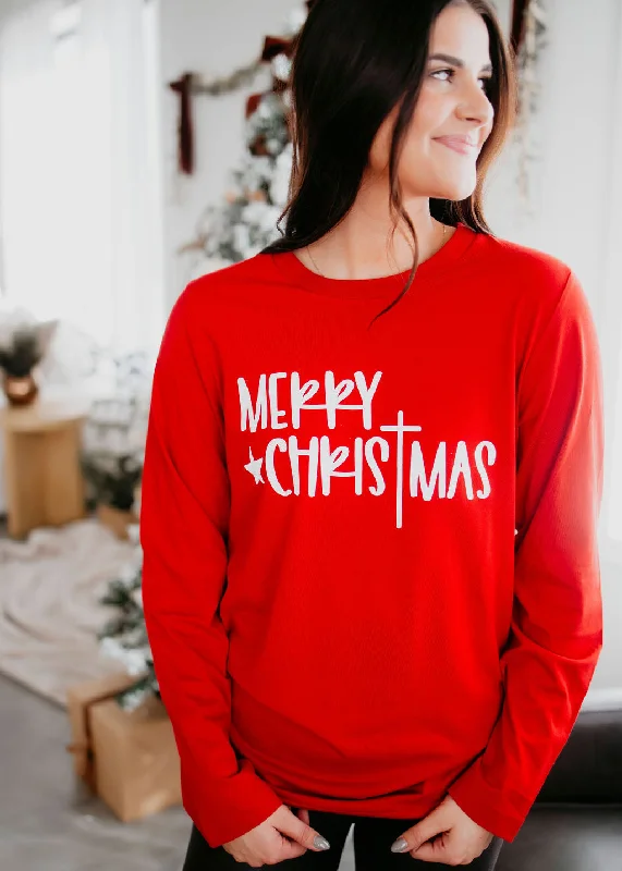 Merry Christmas Star Graphic Long Sleeve