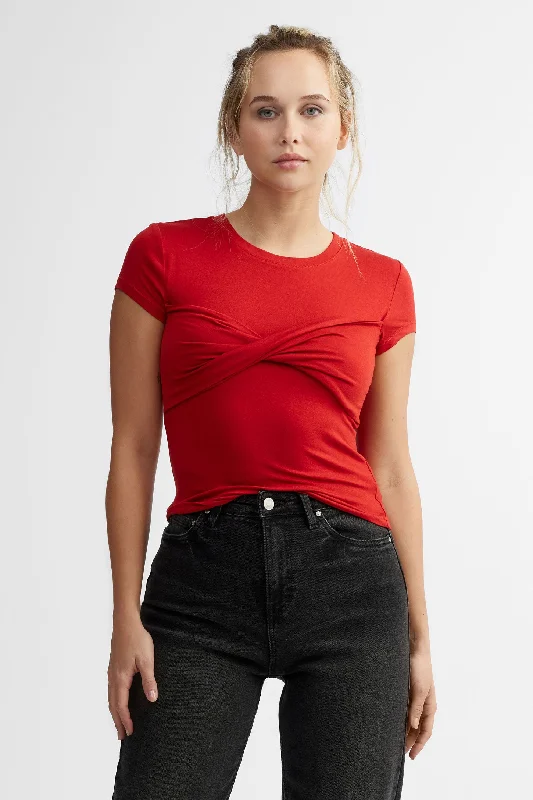 T-shirt torsadé coupe ajustée - Femme