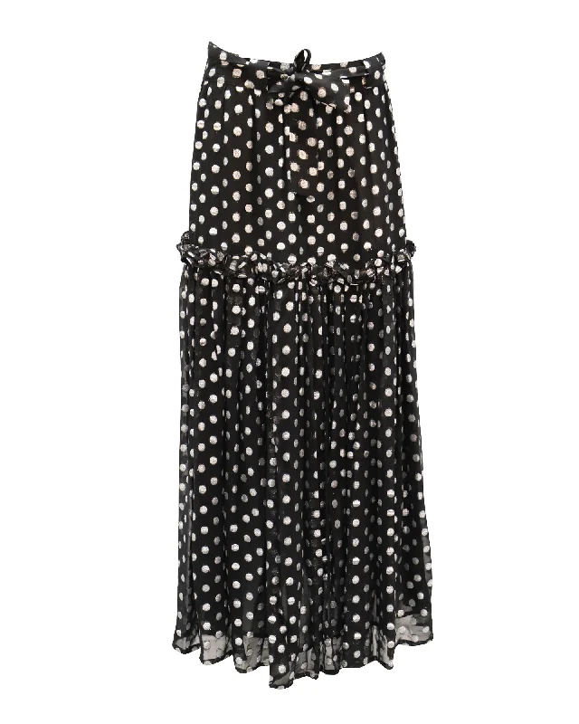 Dodo Bar Or Metallic Polka Dots Skirt in Black Polyester