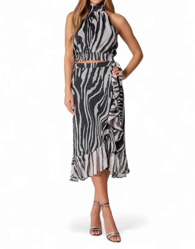 Zebra Lurex Skirt In Black/white