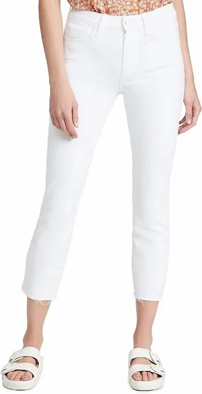 Cindy Crop With Raw Hem Jeans In Crisp White