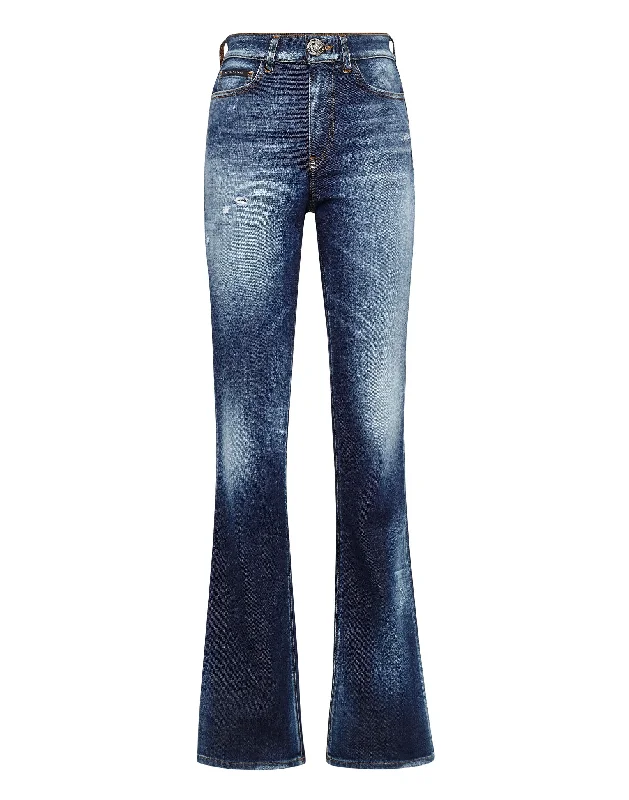 Denim High wasted flare Trousers