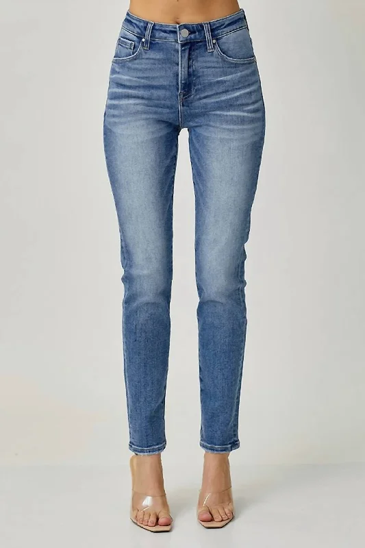 Mid Rise Relaxed Skinny Jean In Medium Wash