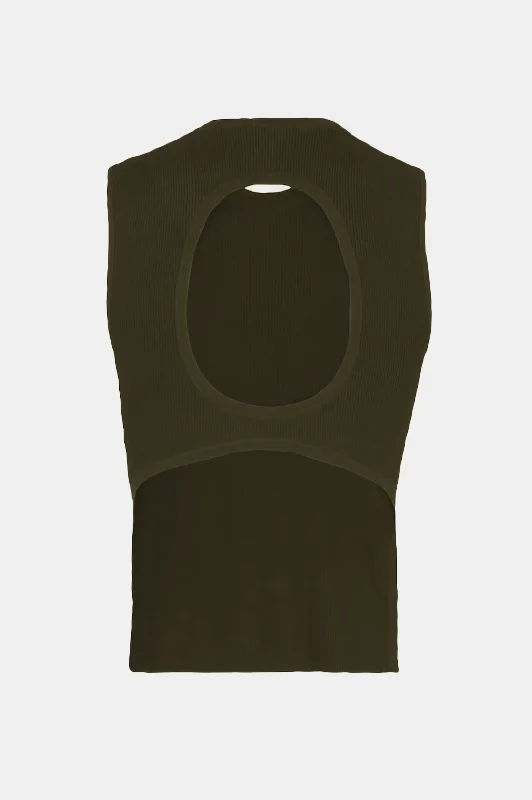 Giselle Openback Stretch Tank in Wood