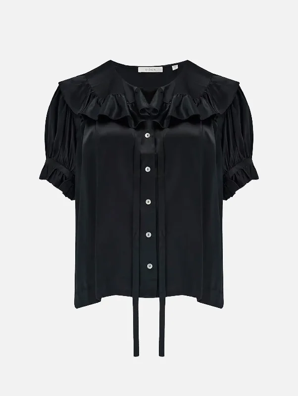 Kelela Silk Top in Black