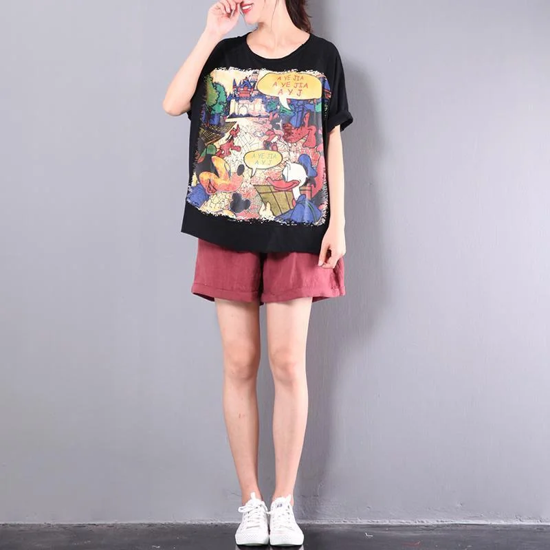 new  cotton blouse oversize short sleeve t shirt cartoon print