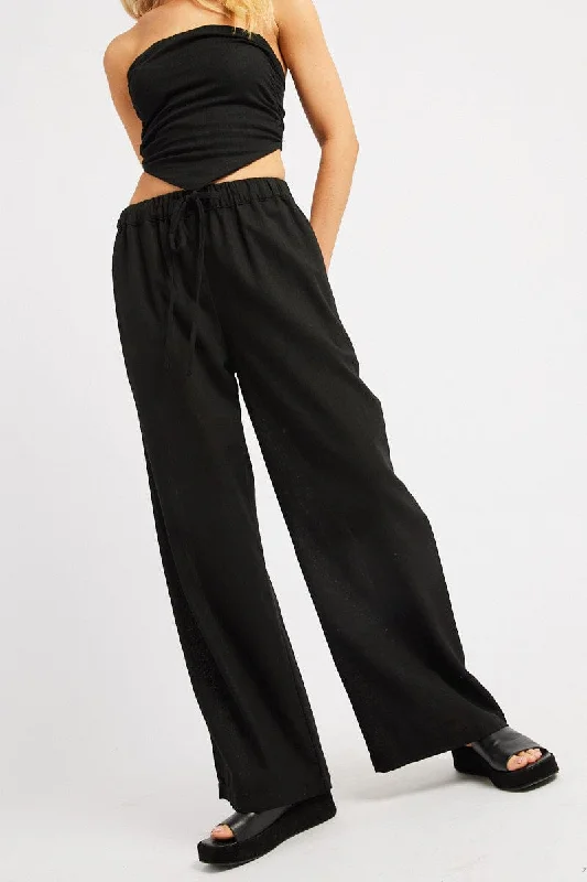 Black Wide Leg Pants Elasticated Waist