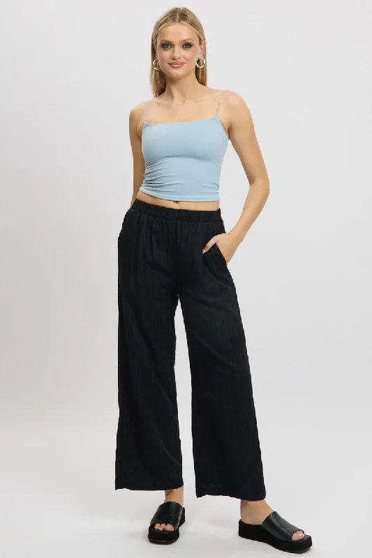 Black Wide Leg Pants Elasticated Waist