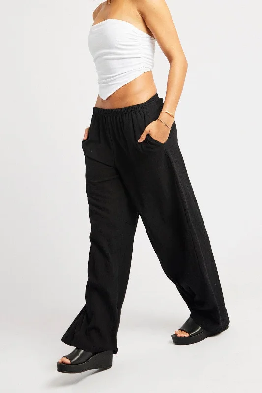 Black Wide Leg Pants High Rise