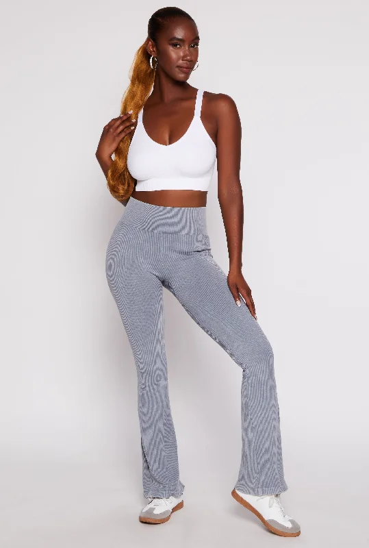 Ribbed High Waist Flare Yoga Pants