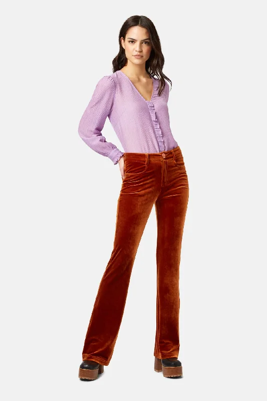 Never Say Goodbye Velvet Flare Trousers in Brown