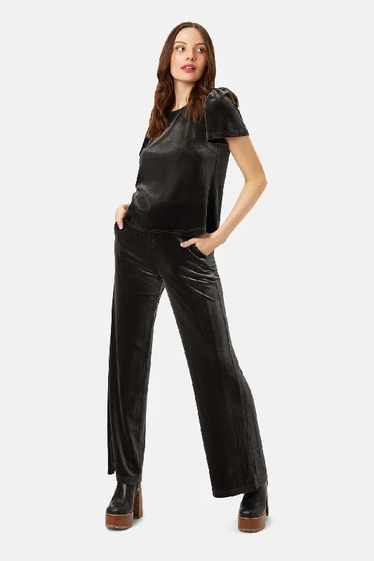 Never Say Goodbye Velvet Trousers in Black