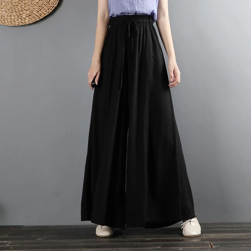 Simple black wide leg pants, wild straight casual pants