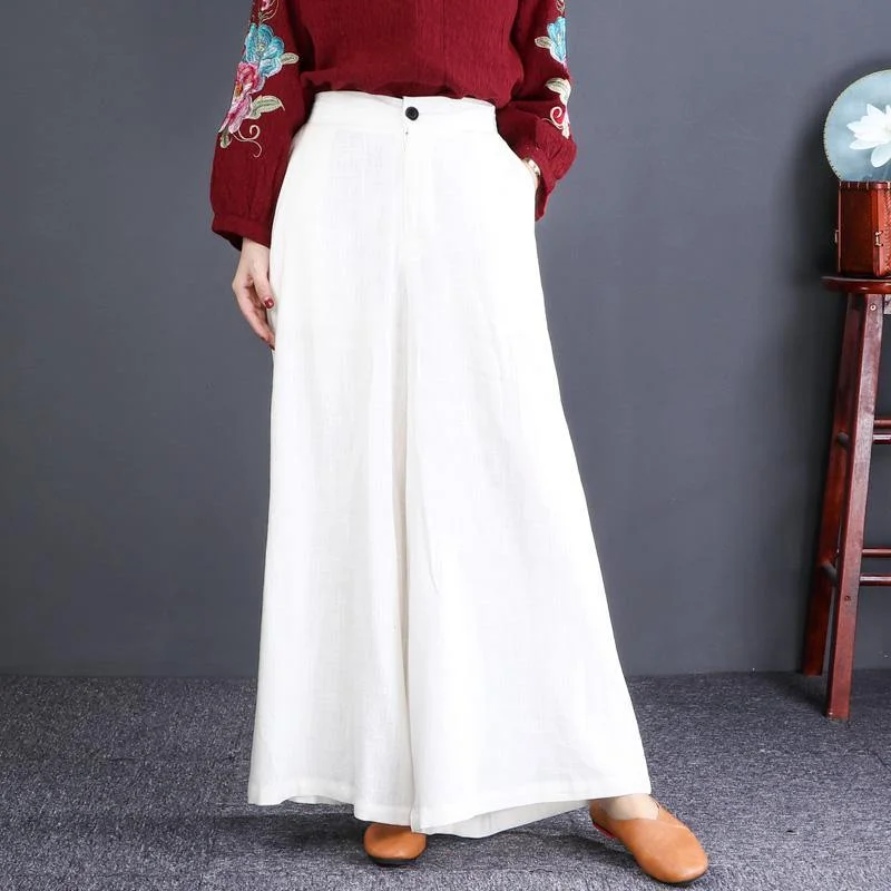 Simple white Women fashion wide leg pants