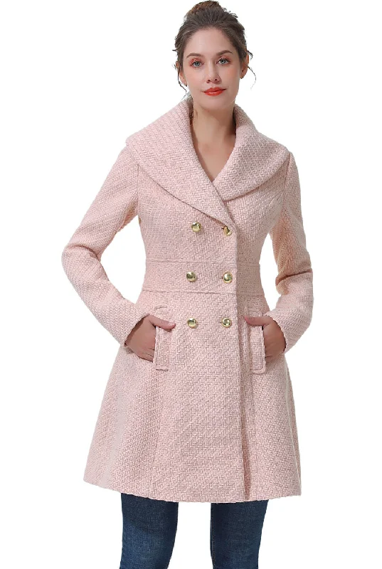 BGSD Women Kay Fit & Flare Boucle Wool Pea Coat