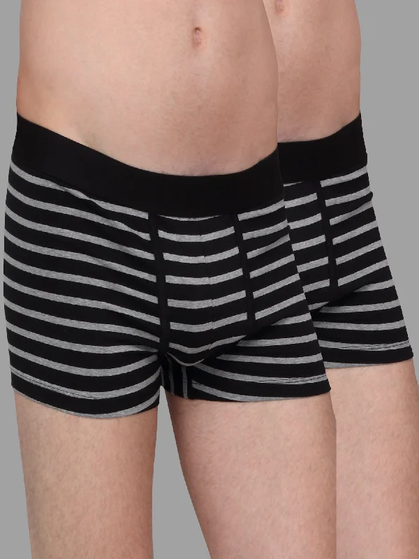 Men's Black Pack of 2 Striped Cotton Stretch Briefs