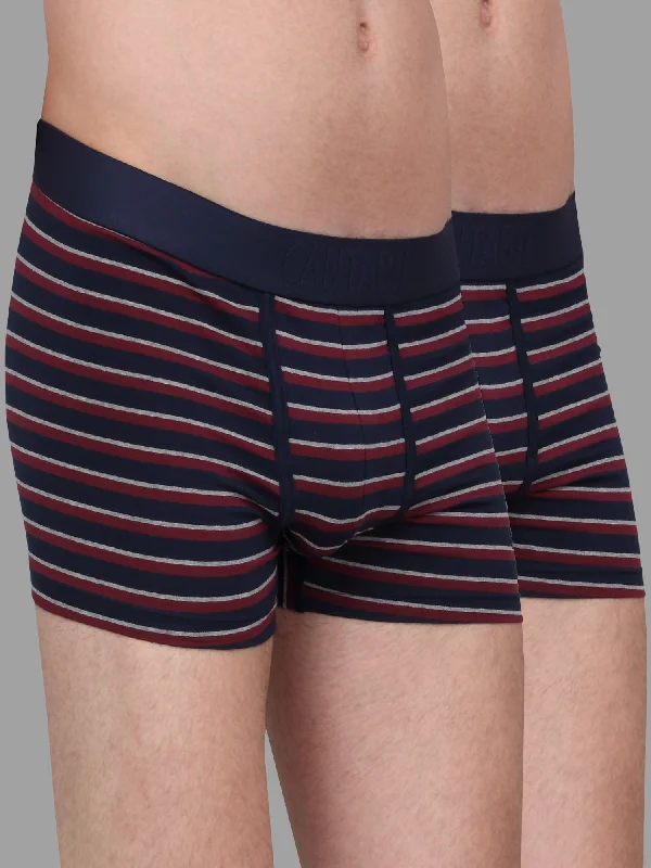 Men's Maroon Pack of 2 Striped Cotton Stretch Briefs