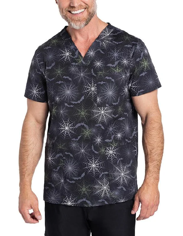 Cherokee Genuine Unisex Night Webs Print V-Neck Top