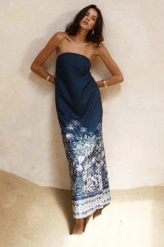 Belize Maxi Dress - Navy/Sand