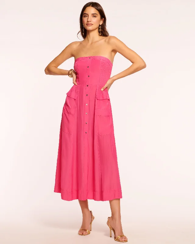 Blair Strapless Smocked Midi Dress