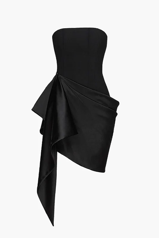 Asymmetrical Strapless Mini Dress