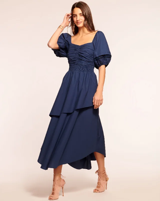 Persephone Poplin Smocked Midi Dress