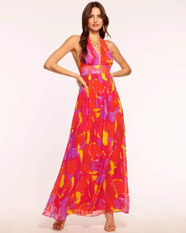 Susie Plunging Halter Maxi Dress