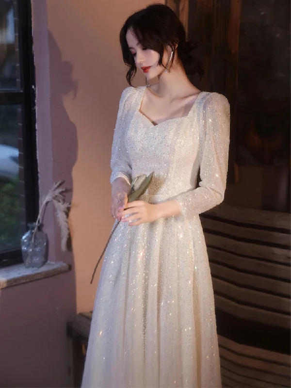 FashionSierra - A-line Prom Dress Long-sleeve Women Party Dresses