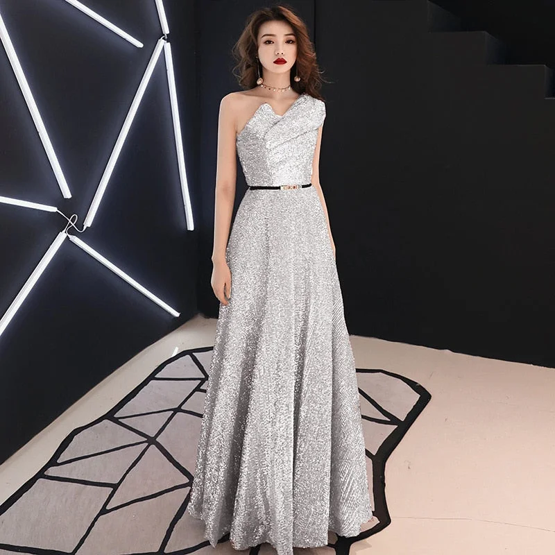 FashionSierra - Sequin Host Shows Female Fashion Long Evening Dress